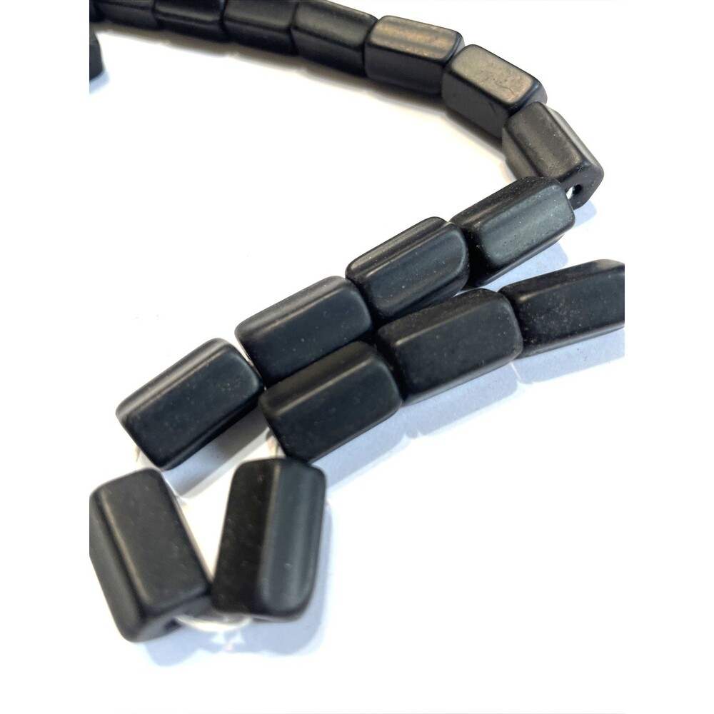 Black Matte Glass Beads Pentagon Shape 24pcs 10x15MM Tube Bead